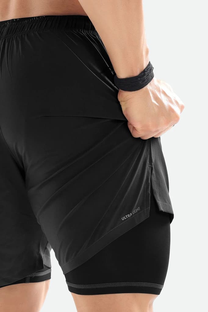 2 in 1 Compression Shorts Dark Grey — S