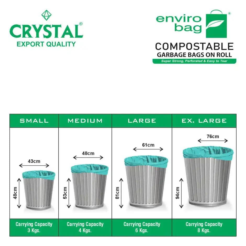 Crystal Large Garbage Bag 24x32 Compostable, Green Colour — photo 2