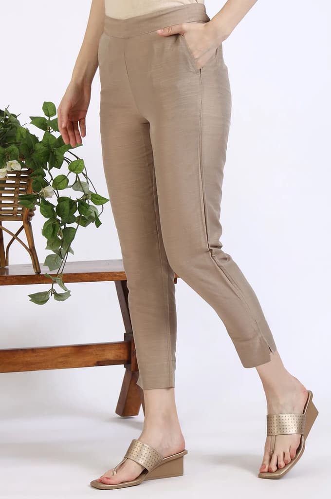 Dark Gold Solid Yarn Dyed Trousers — photo 2