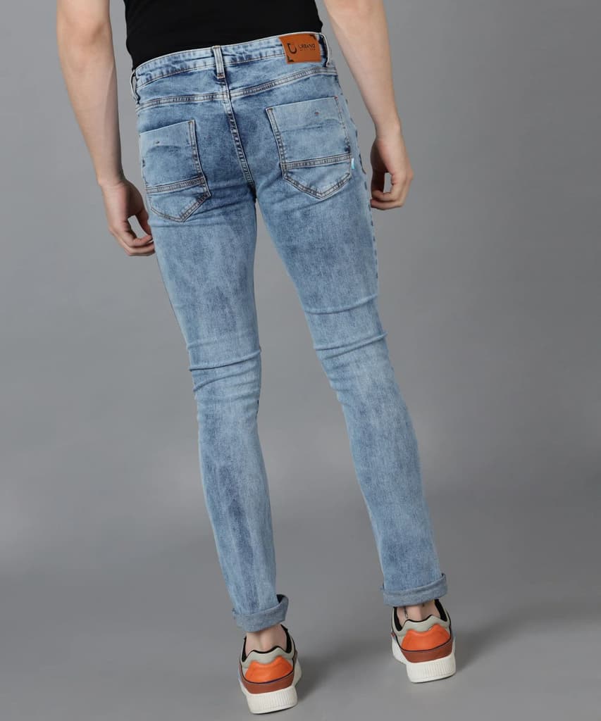 Men's Light Blue Skinny Fit Washed Jeans Stretchable — photo 3