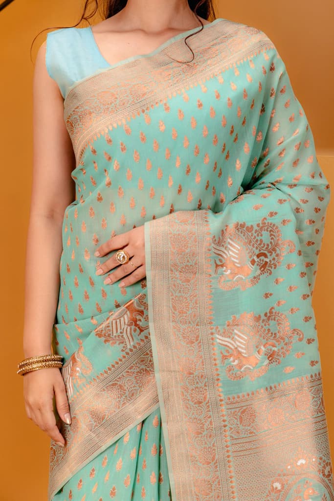 Mimosa Women's Woven Design Banarasi Style Art Silk Saree With Blouse Piece : SA00001809RMFREE — photo 3