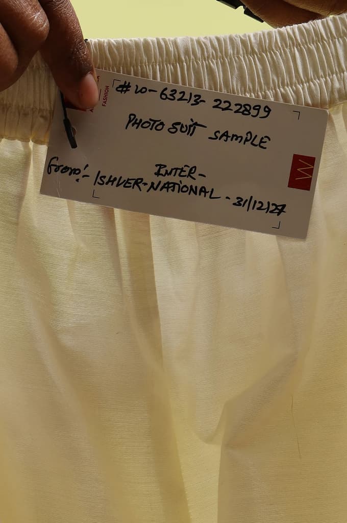 White Solid Mid-Rise Straight Pants with Embroidered Organza Scallop Hemline — photo 10