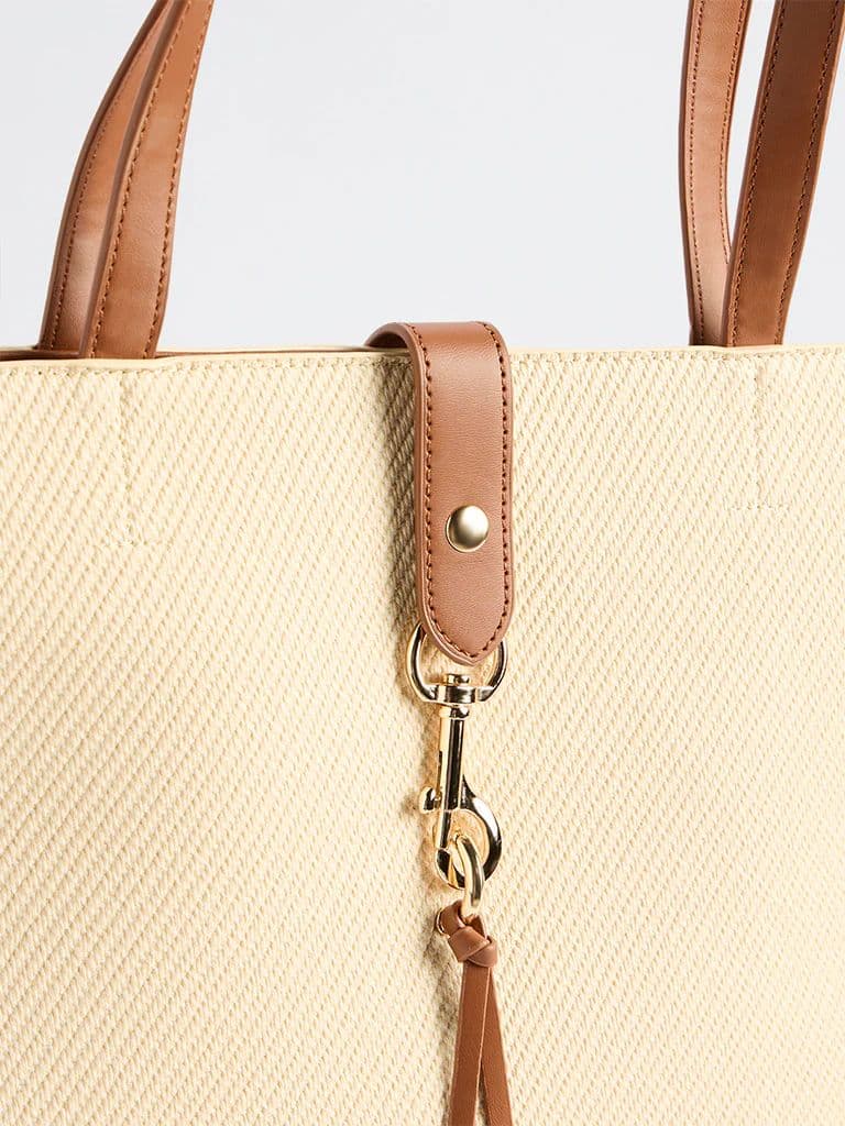 Westside Cream Textured Canvas Tote Bag — photo 3