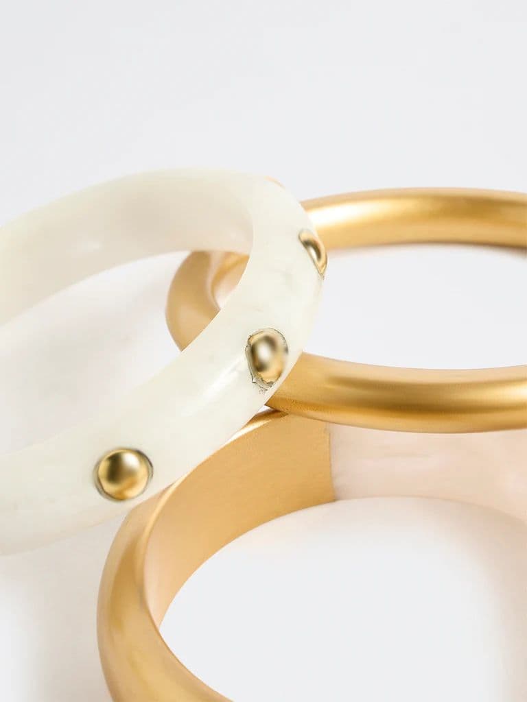 Westside Accessories Gold Resin and Metal Bangles - Set of 3 — photo 3