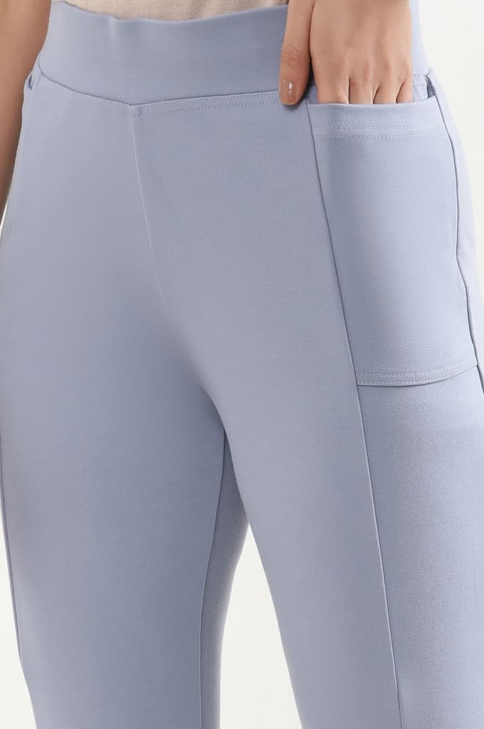 Blue Solid Flared Pants With Elasticated Waist — photo 7