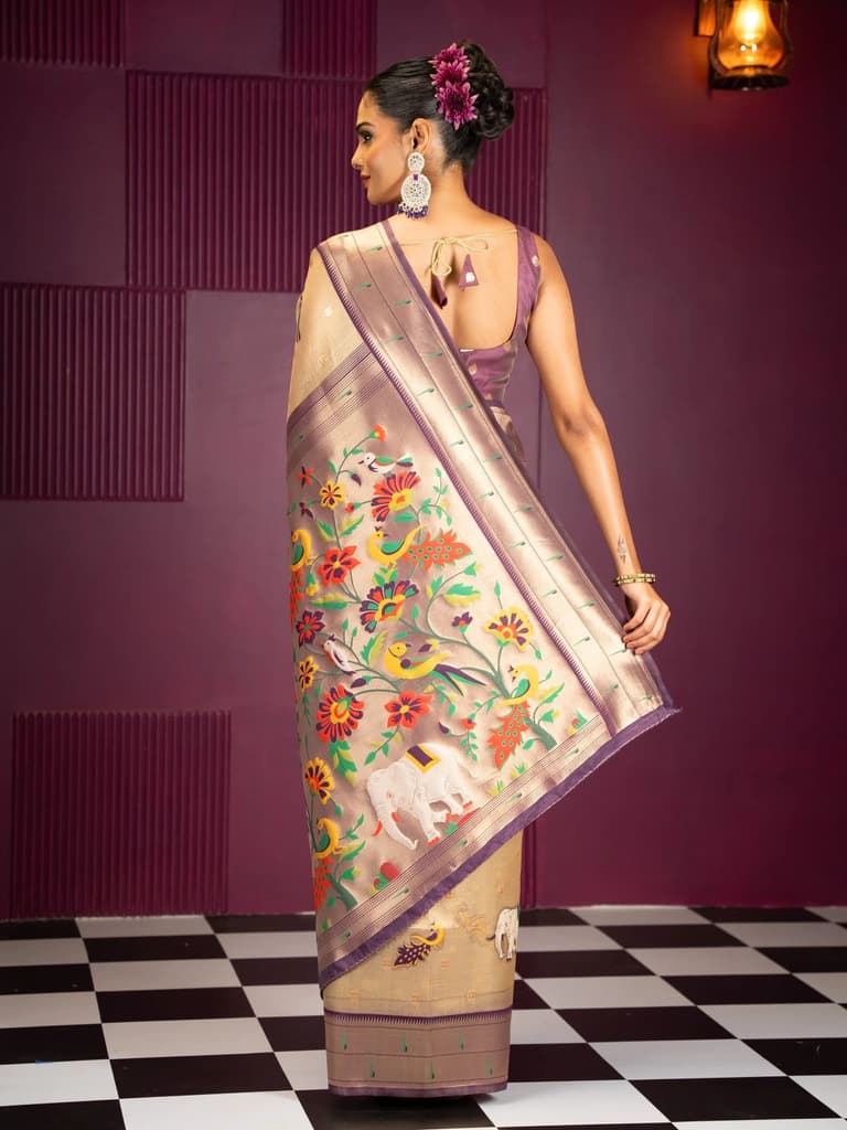 Mimosa Women's Woven Design Banarasi Style Art Silk Saree With Blouse Piece : SA00001954WNFREE — photo 5