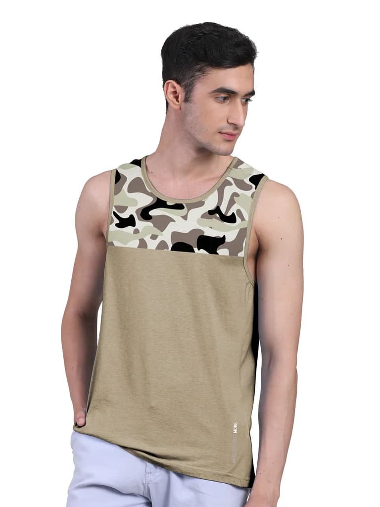 Active Vest For Men's Front Yoke Camouflage Regular Organic Bamboo Vest - Active Fit (Pack of 3) — photo 4