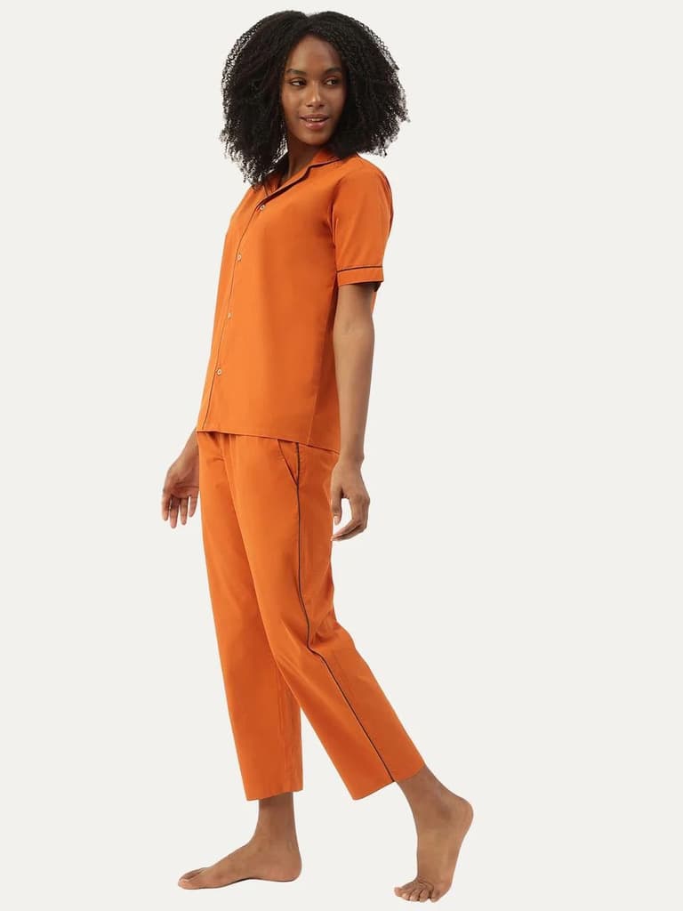 Women's Organic Cotton Solid Sleepsuit Set (Pack Of 1) — photo 3