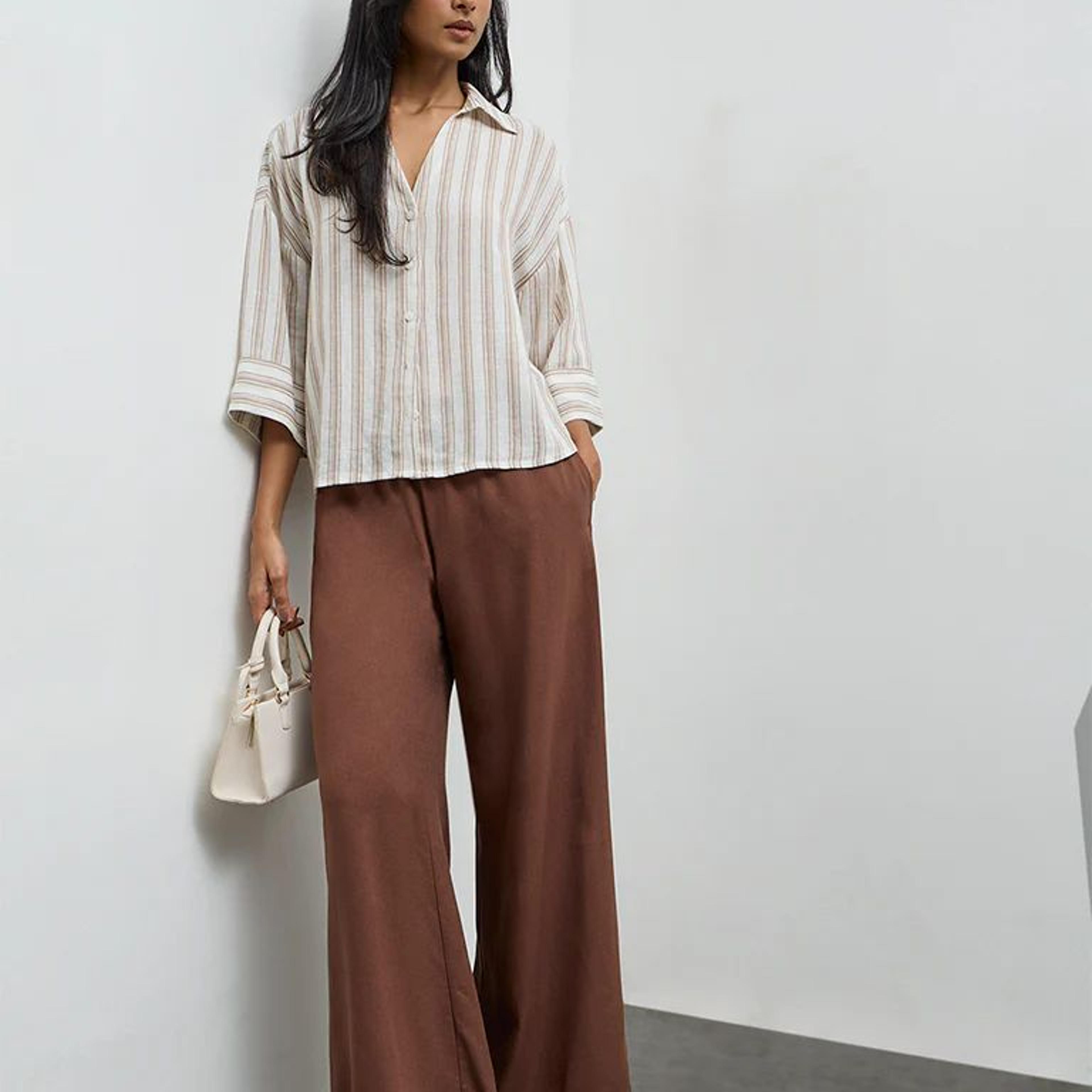 LOV Dark Brown High-Rise Pants