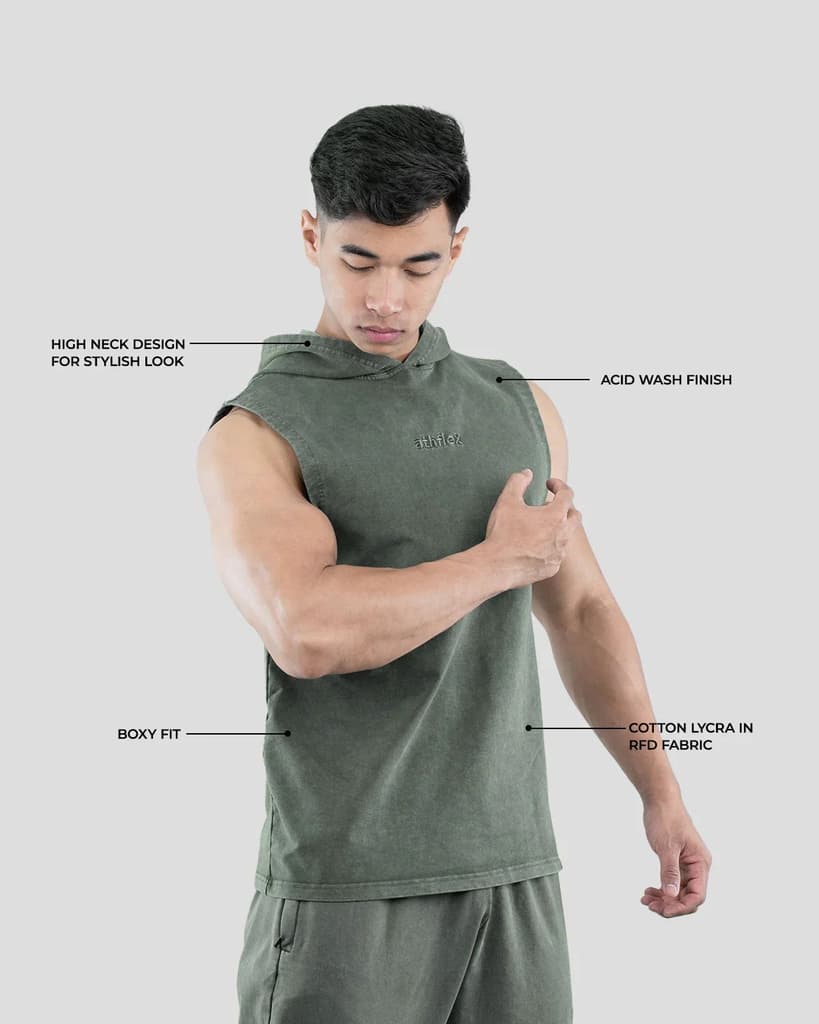 Acid Wash Sleeveless Hoodie — photo 3