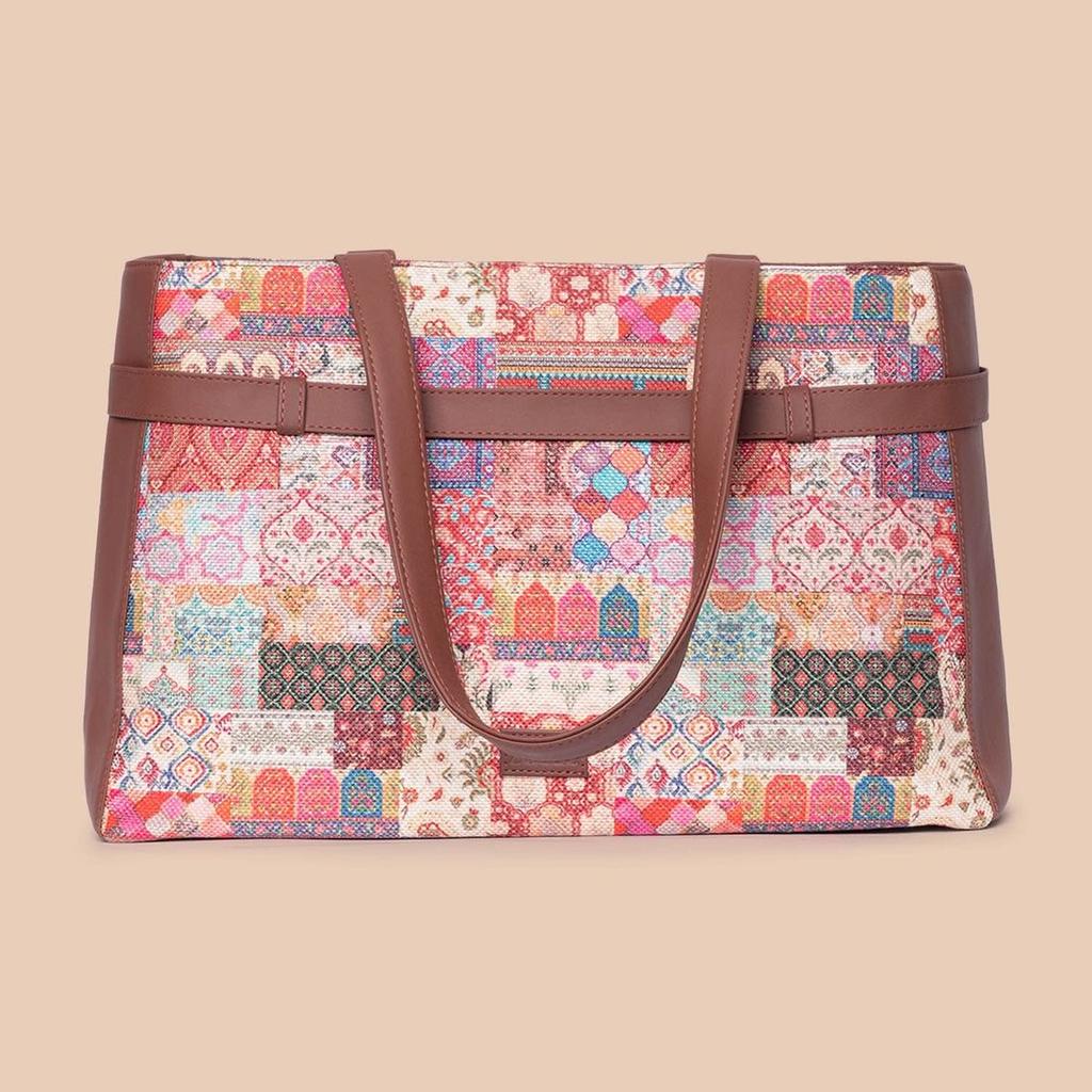 Kutch Gamthi & Mughal Art Multicolor - Statement Office Bag & U-Shaped Sling Bag Combo