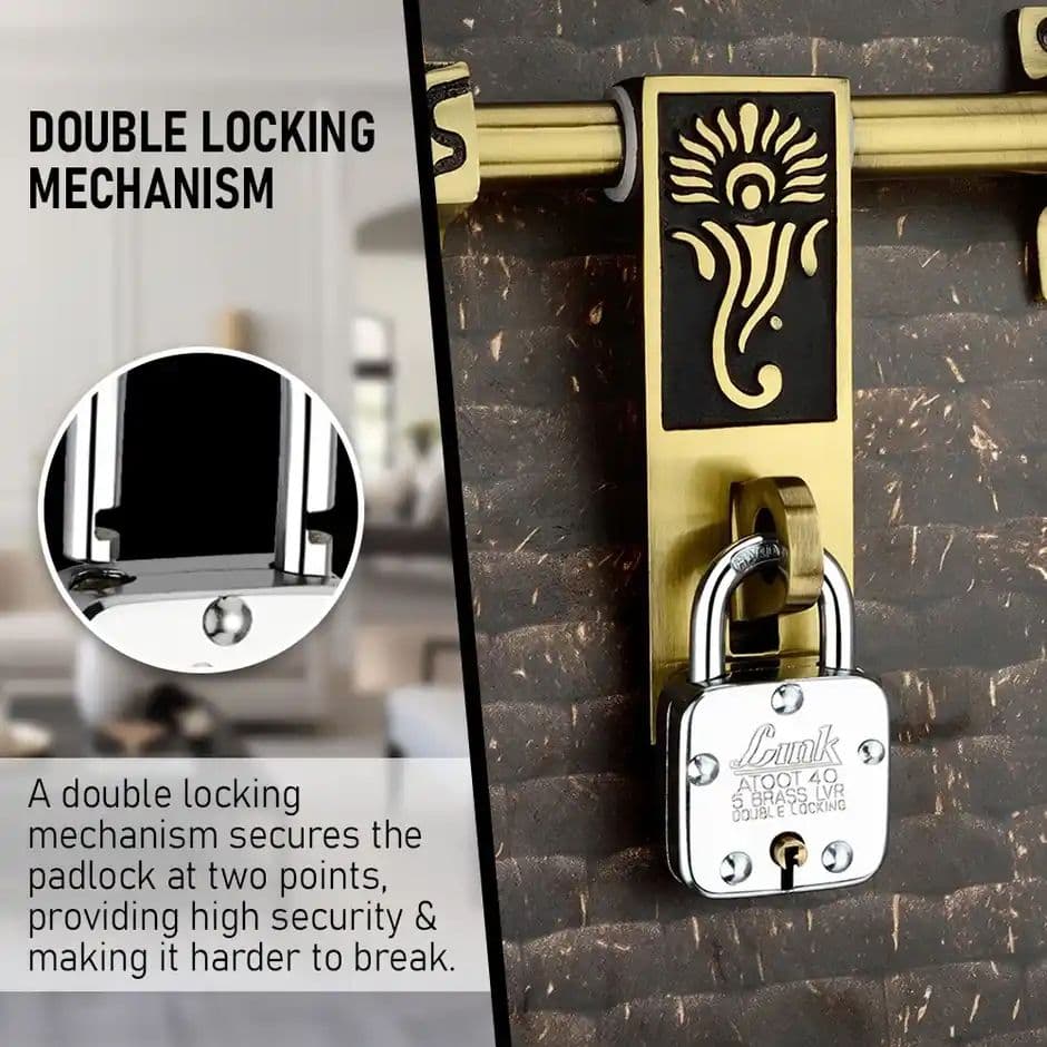 Link Stainless steel Brass Levers With Hardened Shackle Atoot 40 mm padlock with 3 Keys — photo 2