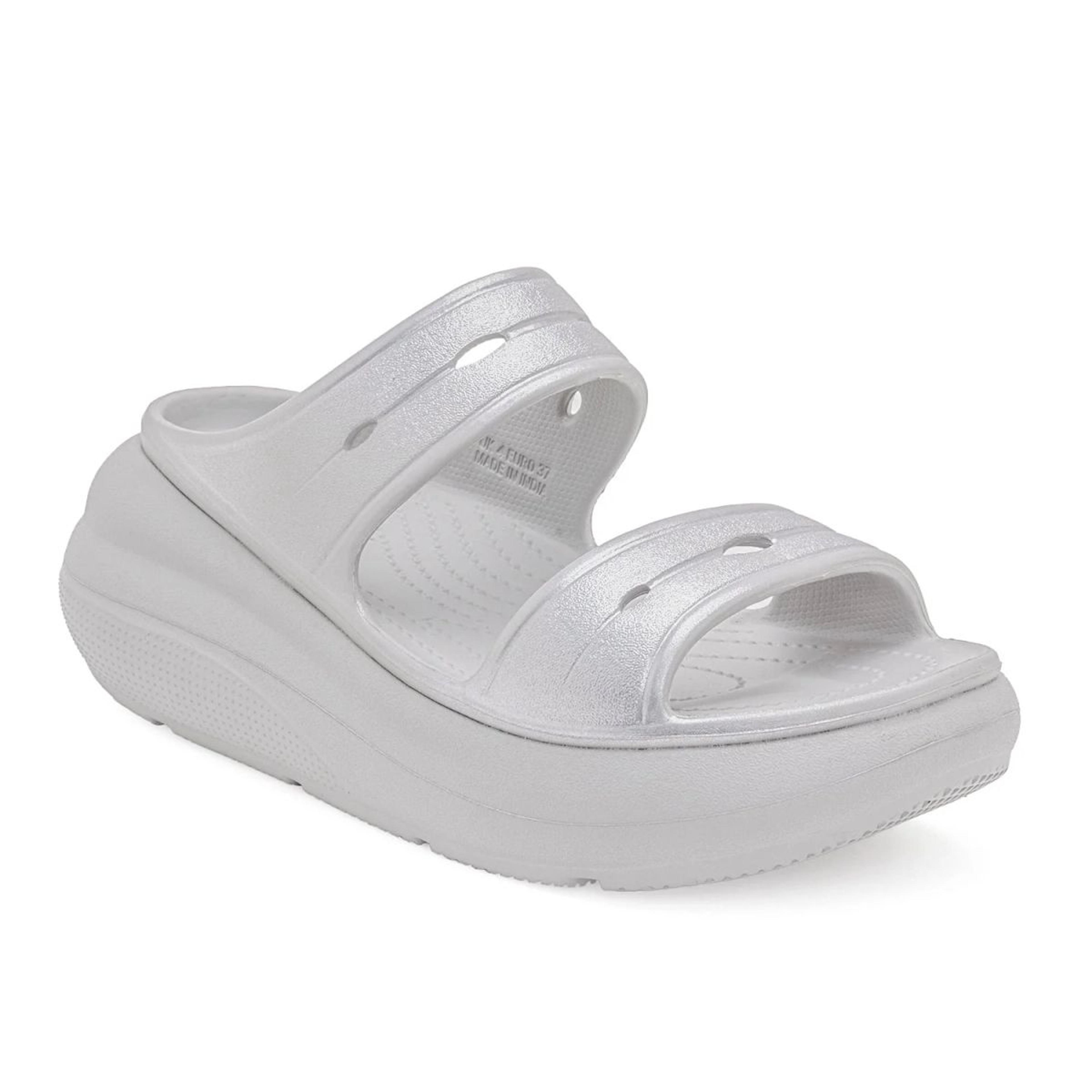 Womens Sliders in Metallic Ice Grey | Casual Pool Sliders