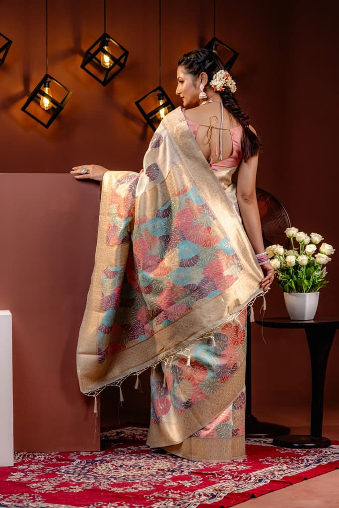 Mimosa Women's Woven Design Banarasi Style Art Silk Saree With Blouse Piece : SA00001787PSFREE — photo 4