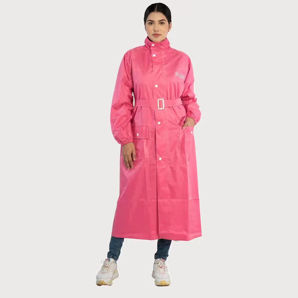 Fendo Ruby Women's Full-Length Waterproof Raincoat with Belt | Princess (Dark Pink) | XL — photo 3