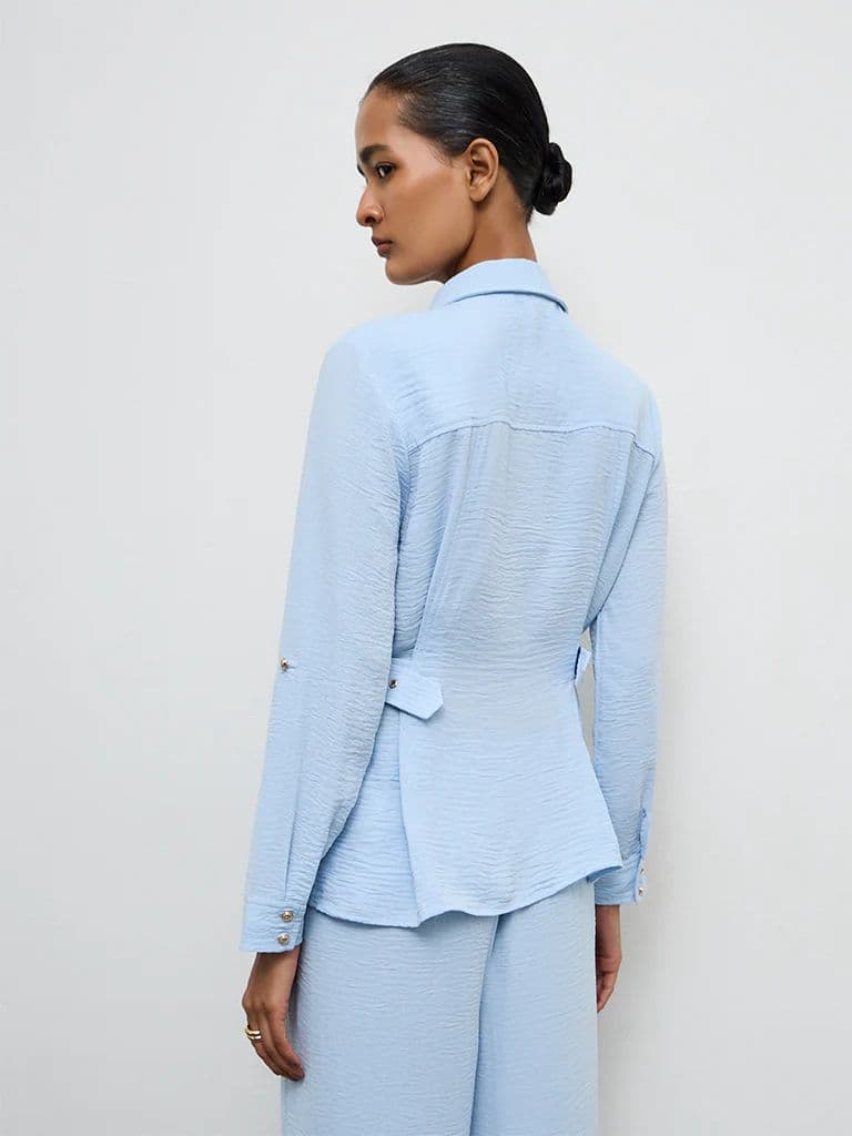 Wardrobe Light Blue Buckle-Detail Shirt — photo 4
