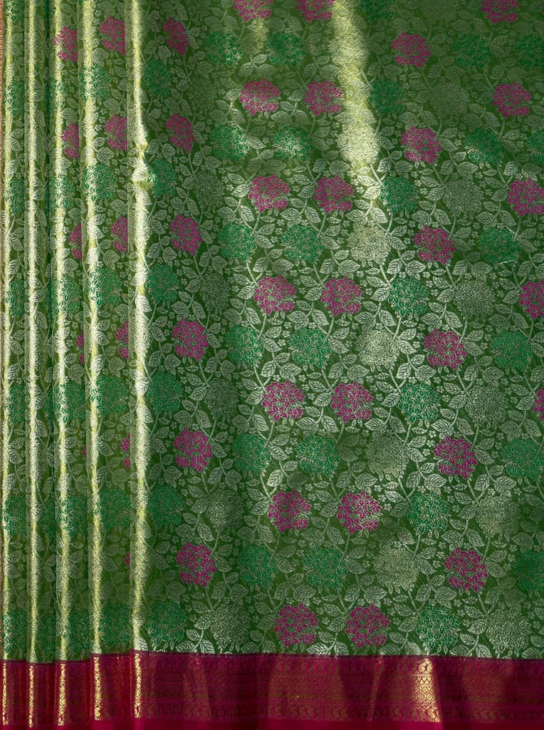 MIMOSA Women's Woven Design Kanjivaram Style Tissue Art Silk Saree with Blouse Piece - Green ( SA00002922GRNFREE ) — photo 7