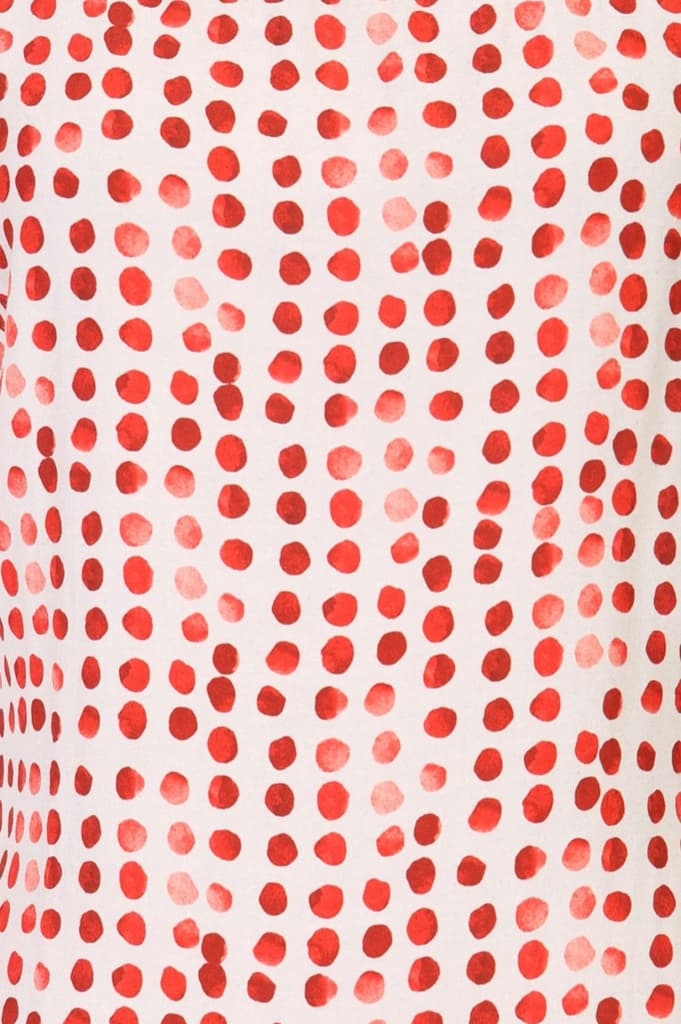 Off White Polka Dots Printed Rayon Sleeveless Straight Kurta with Pants Co-ord Set — photo 2