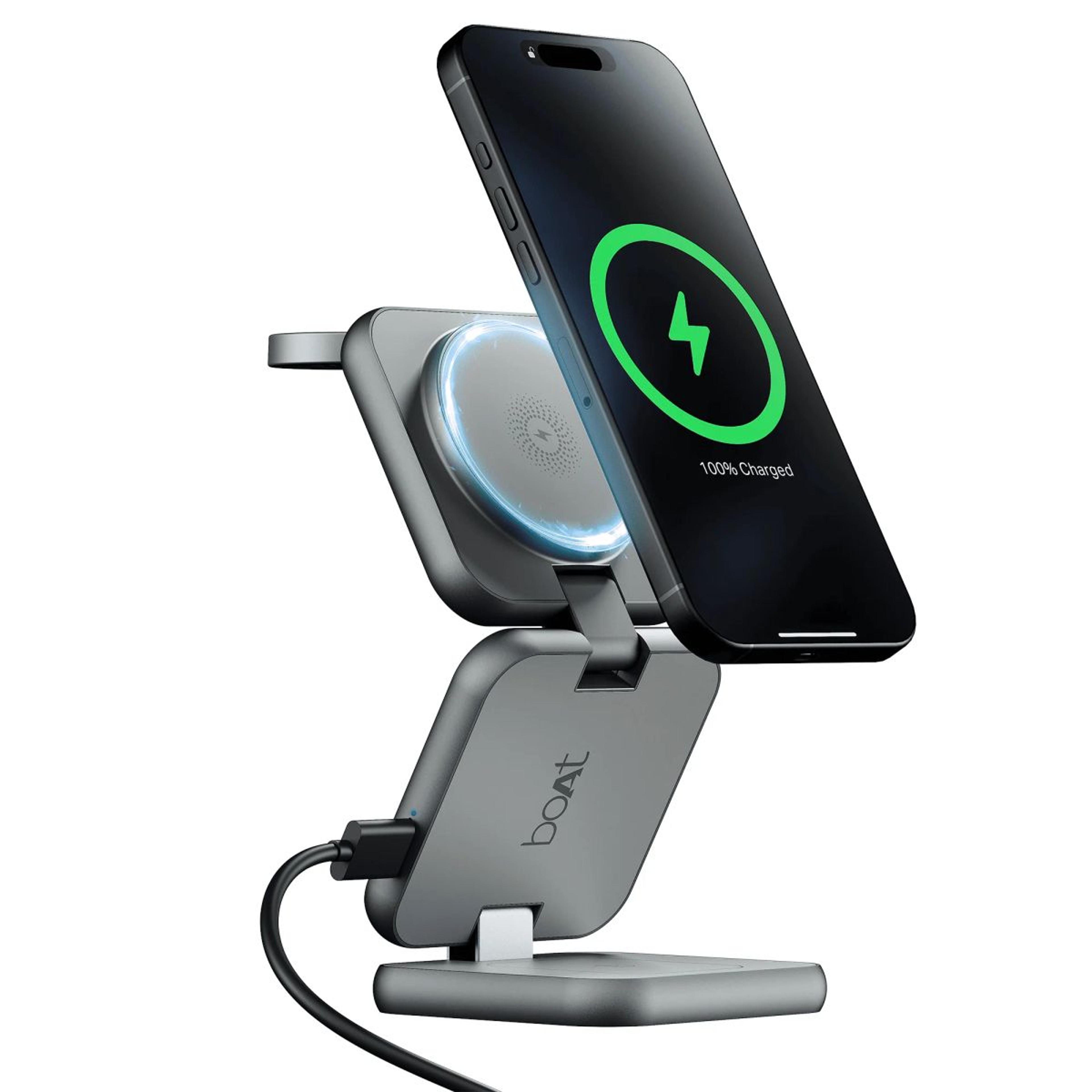 Flexcharge 360 | 3-in-1 Foldable Wireless Charger with Magnetic Hold, Fast Charging & Smart Power Management