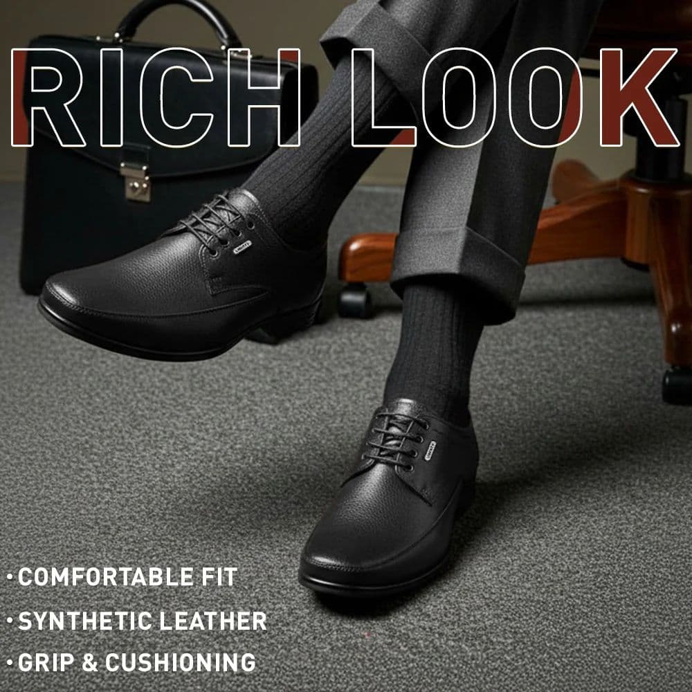 Fortune Black Formal Lacing Derby Shoes For Men HML-88E By Liberty — photo 3