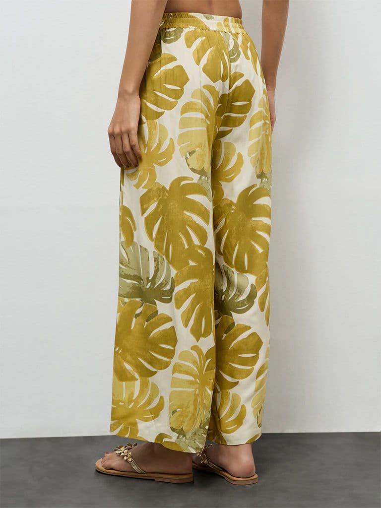 Utsa Green Foliage Printed Palazzos — photo 4