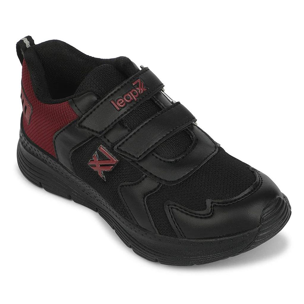 LEAP7X Black Sports Non Lacing Walking Shoes for Kids PRIMEK-6 by Liberty