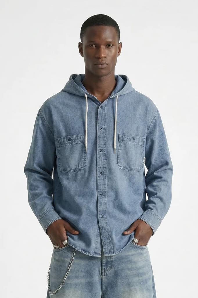 Hooded Denim Shirt — photo 6
