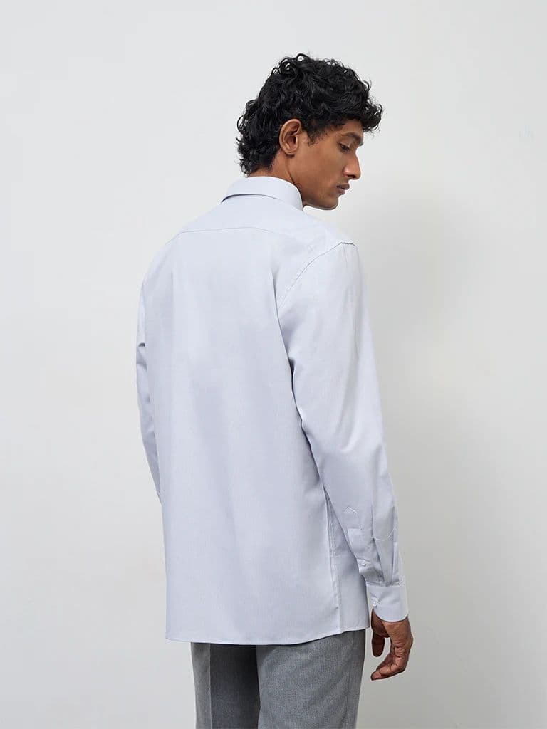 WES Formals Grey Relaxed-Fit Cotton Shirt — photo 4