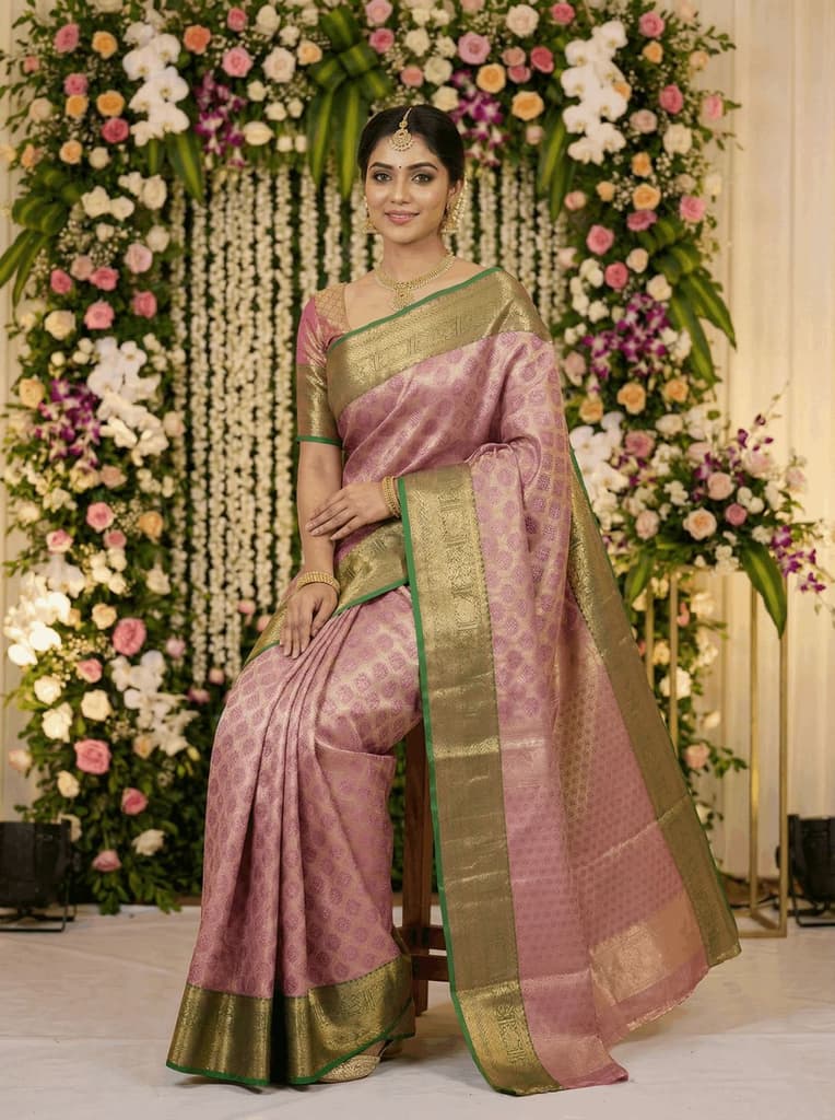 MIMOSA Women's Woven Design Kanjivaram Style Art Silk Saree with Blouse Piece - Magenta (SA00002734MJFREE) — photo 4