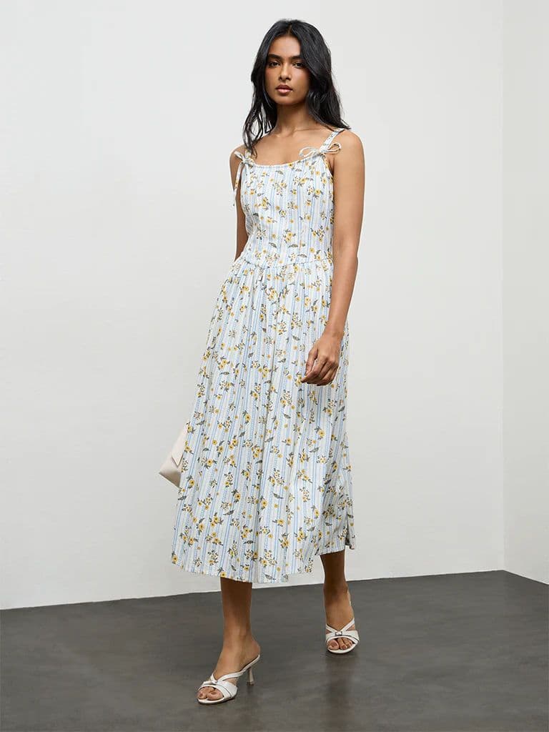 LOV Multicolor Floral Printed Cotton A-Line Dress — photo 2