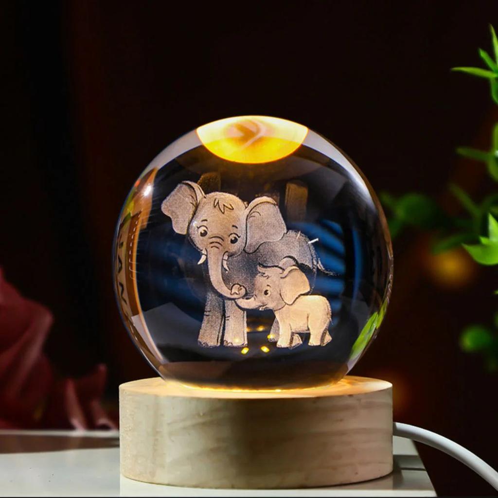 Elephant n Baby Crystal Lamp – Heartwarming 3D LED Night Light — photo 5