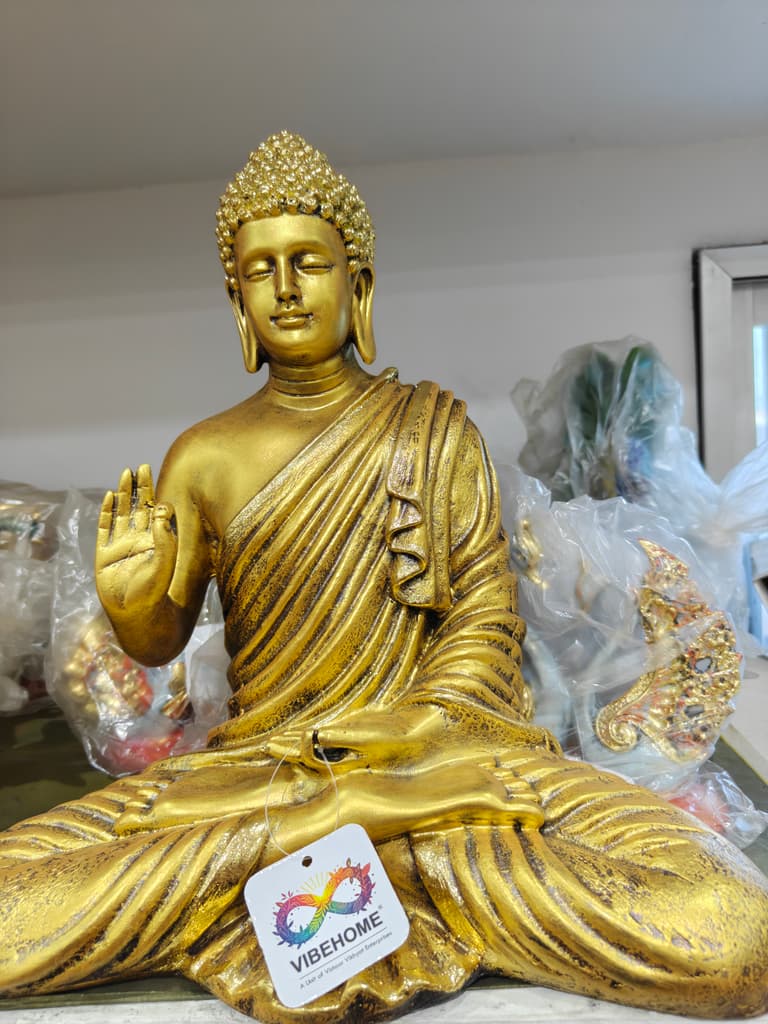 Gold Buddha Statue | Religious Decoration | Gilded | Meditation