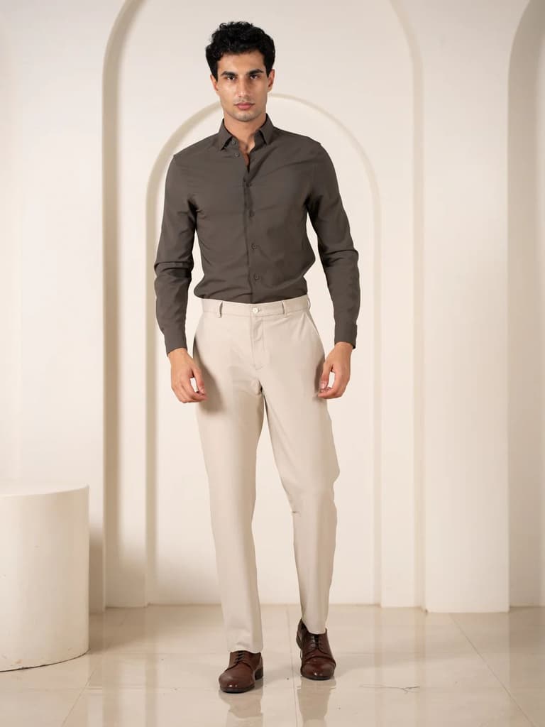 Essential Beige 925 Relaxed Fit Smart Formal Trousers — photo 2
