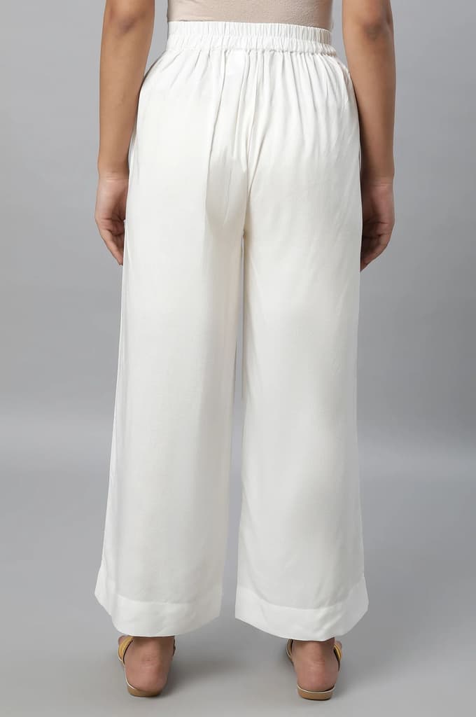 Off White Straight Liva Women Palazzos — photo 2