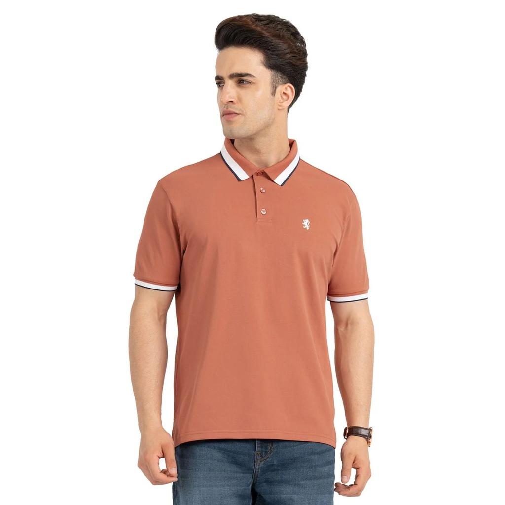 T Shirts for Men in Burnt Orange | Polo Half Sleeve T Shirt