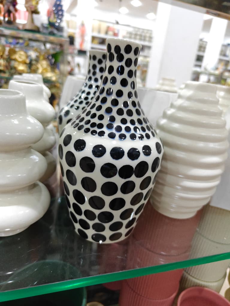 Black and White Polka Dot Vase | Ceramic | Home Decor