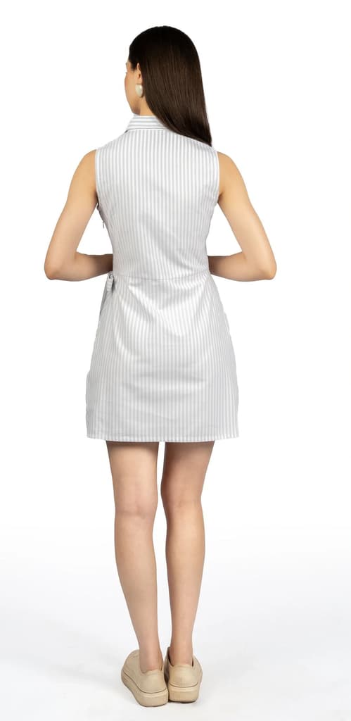 Grey Striped Fitted Dress — photo 5
