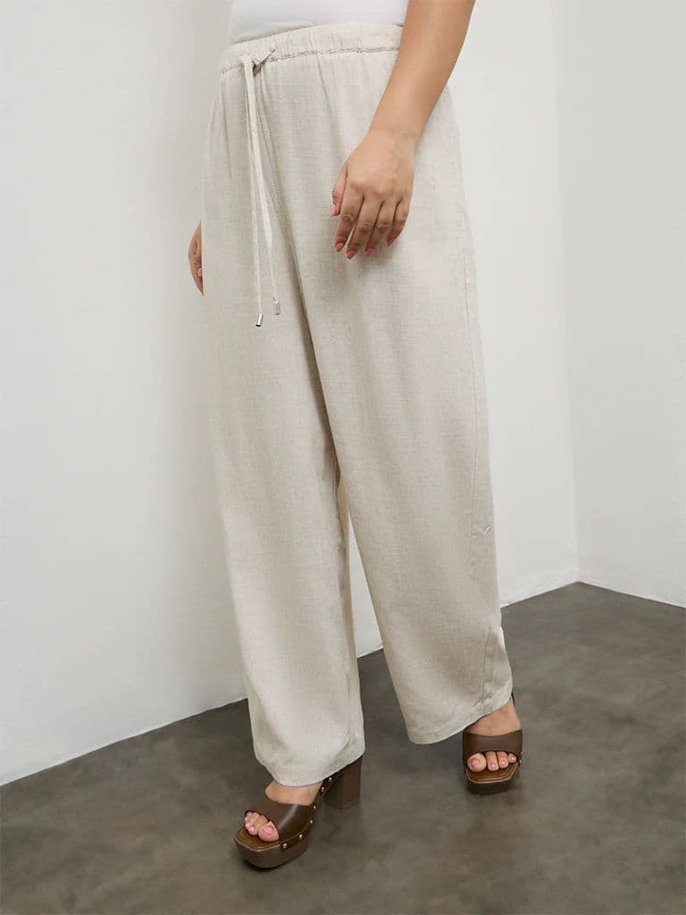 Gia Off-White Solid High-Rise Pants — photo 2