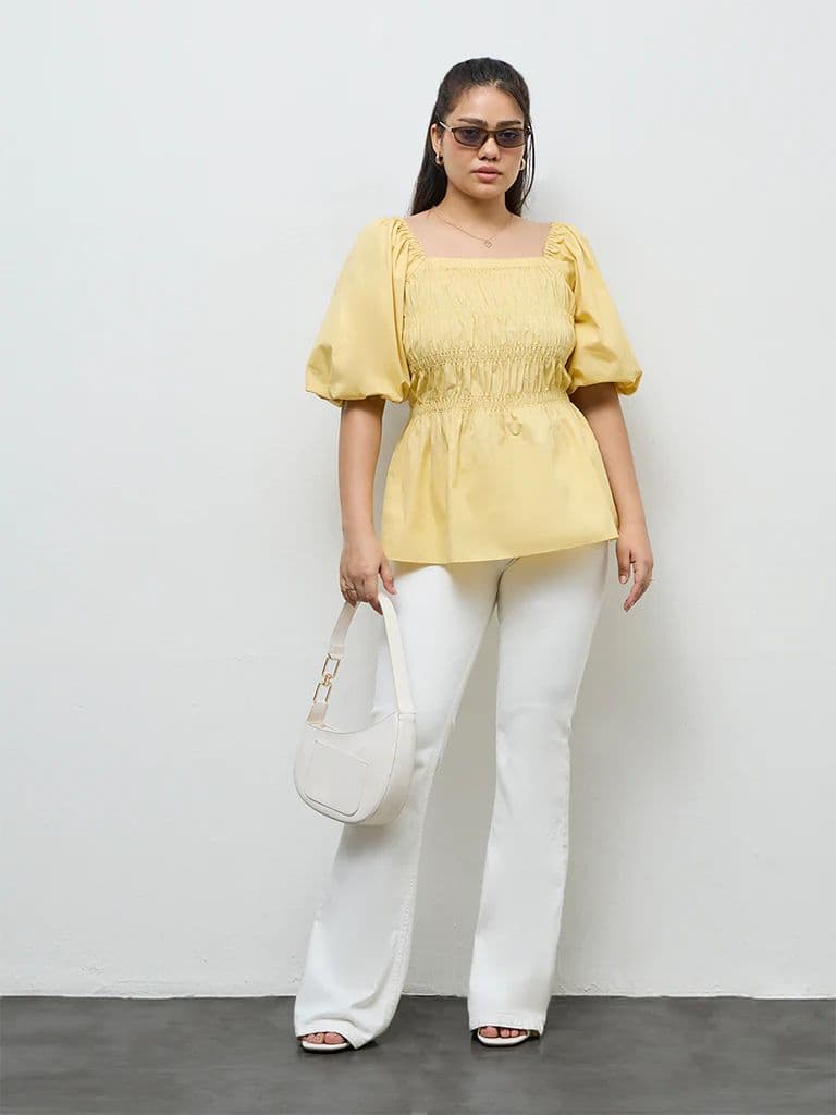 Gia Yellow Smocked Blouse