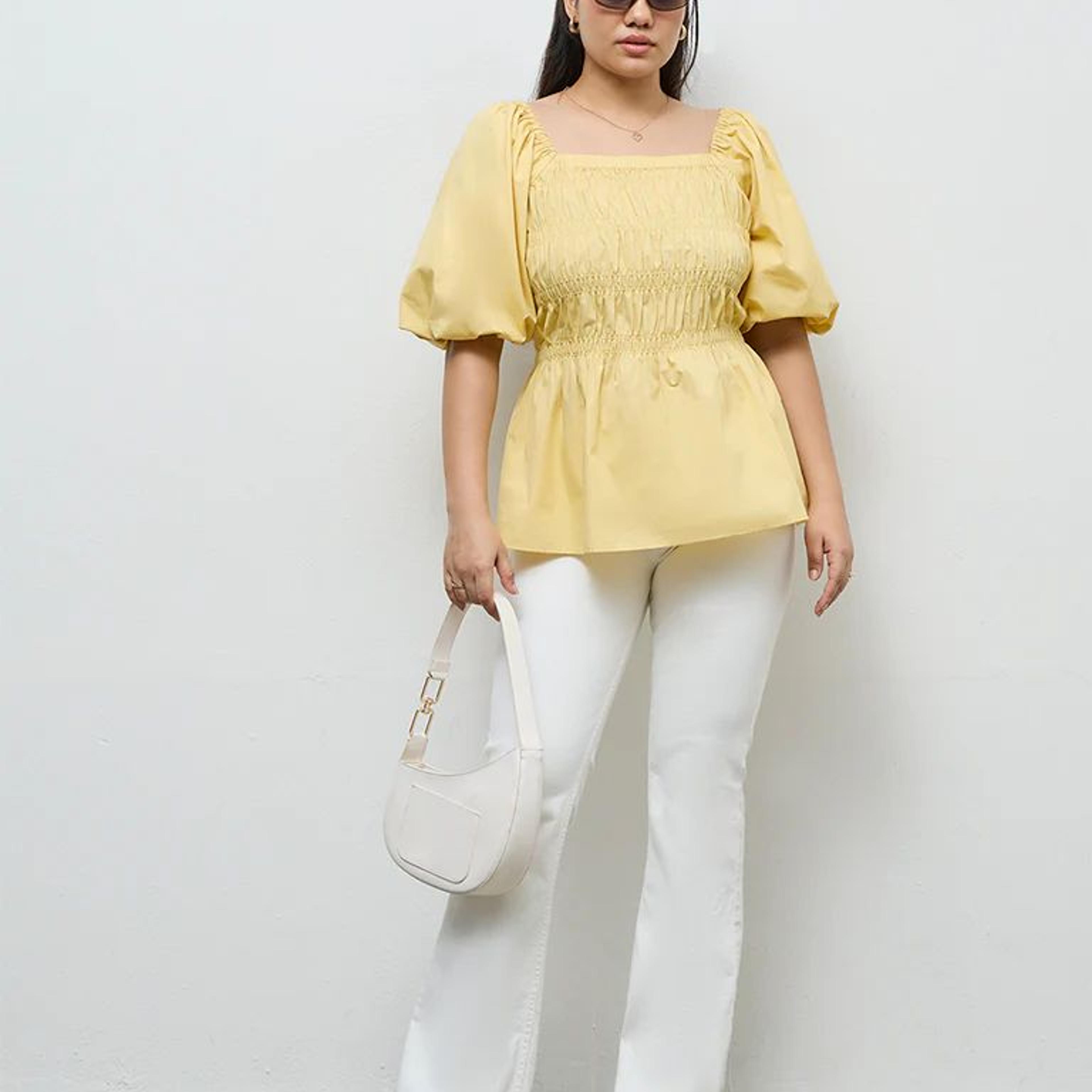 Gia Yellow Smocked Blouse