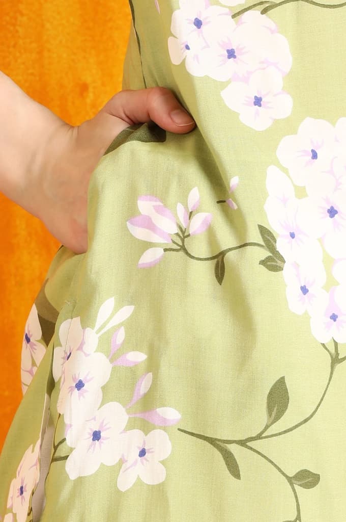 Green Bold Floral Printed Modal Straight Kurta — photo 8
