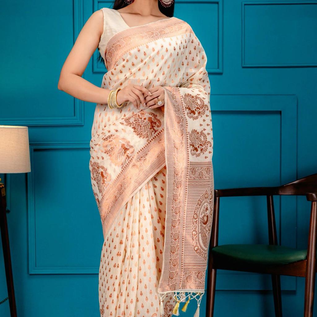 Mimosa Women's Woven Design Banarasi Style Art Silk Saree With Blouse Piece : SA00001809HWFREE