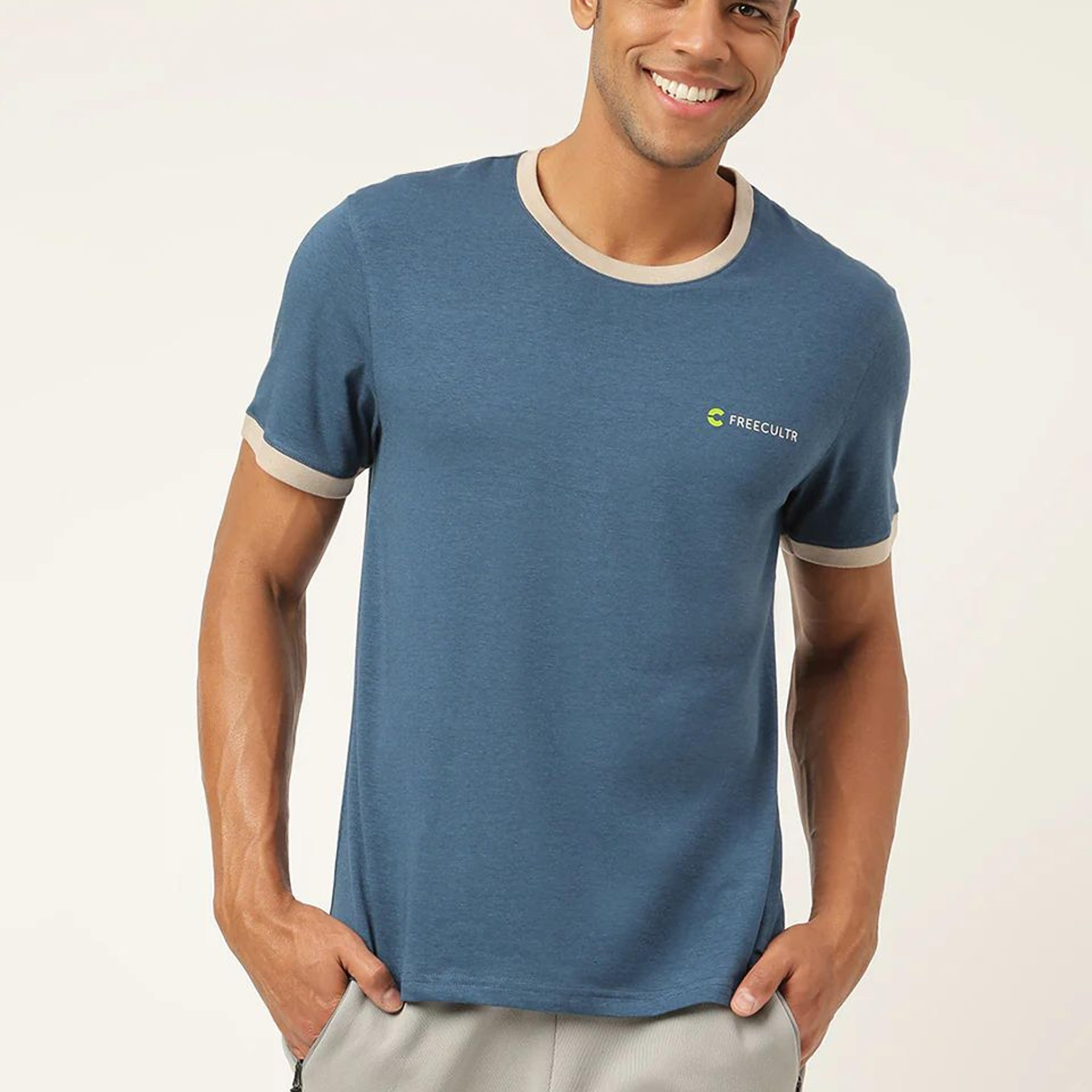 Sapphire Blue Men's Organic Bamboo Casual Tees - Crew Neck (Pack Of 1)