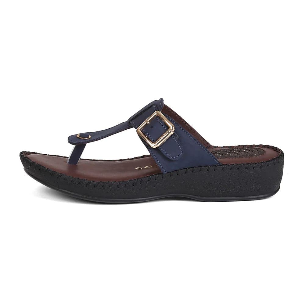 Healers MDG-6 Women's Navy Blue Casual Slippers - EVERYDAY COMFORT with Premium Nubuck Upper — photo 5