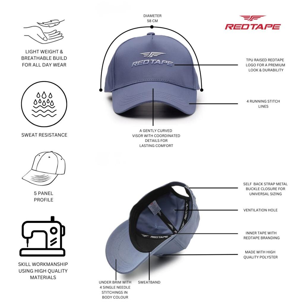 Unisex Blue Solid Polyester Baseball Cap with Adjustable Strap — photo 4