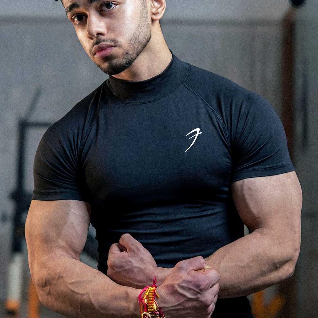 High Neck Compression T-shirt Black