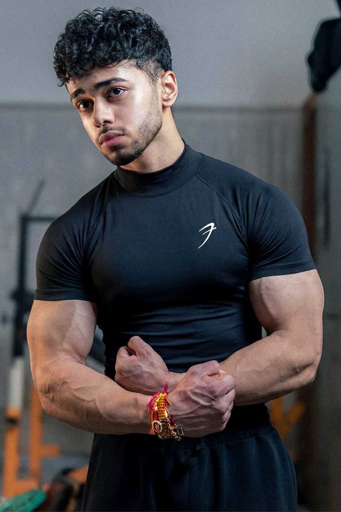 High Neck Compression T-shirt Black — S