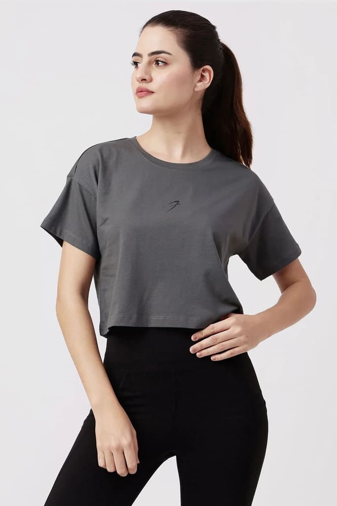 Brisk Cotton Crop Top Grey — photo 4