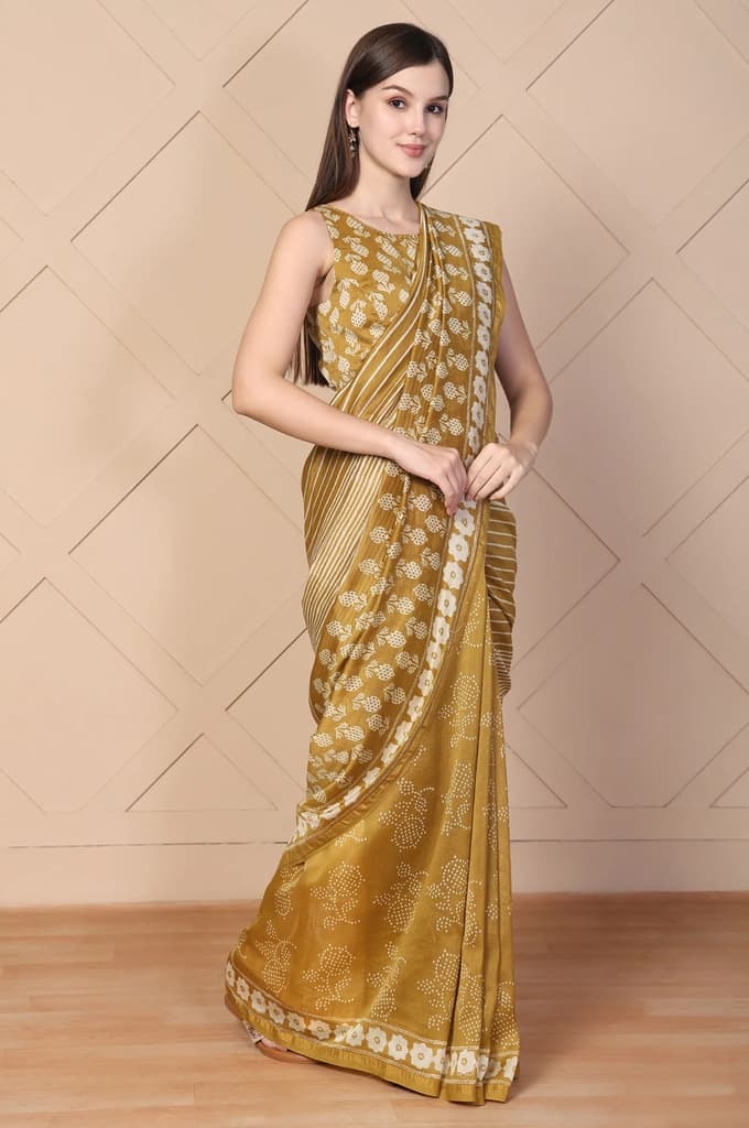 Mustard Tassels Cotton Silk Saree with Unstitched Blouse — photo 6
