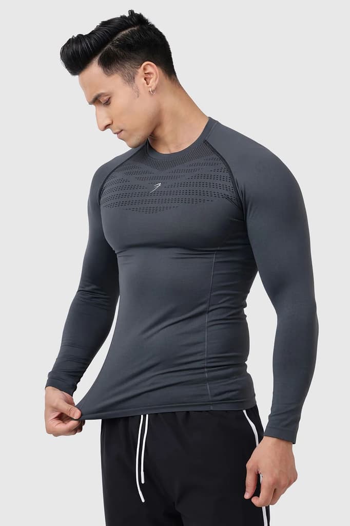 Power Seamless Fullsleeves T-shirt Charcoal — S